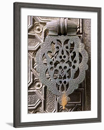 Bronze Knocker on Wooden Engraved Doors, Reales Alcazares, Seville, Andalucia, Spain, Europe-Guy Thouvenin-Framed Photographic Print