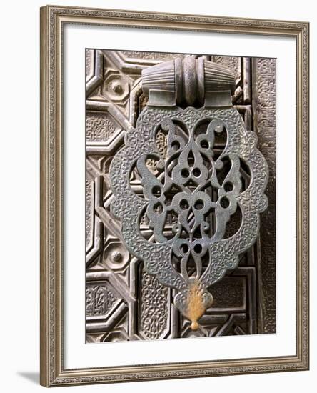 Bronze Knocker on Wooden Engraved Doors, Reales Alcazares, Seville, Andalucia, Spain, Europe-Guy Thouvenin-Framed Photographic Print