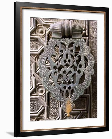 Bronze Knocker on Wooden Engraved Doors, Reales Alcazares, Seville, Andalucia, Spain, Europe-Guy Thouvenin-Framed Photographic Print