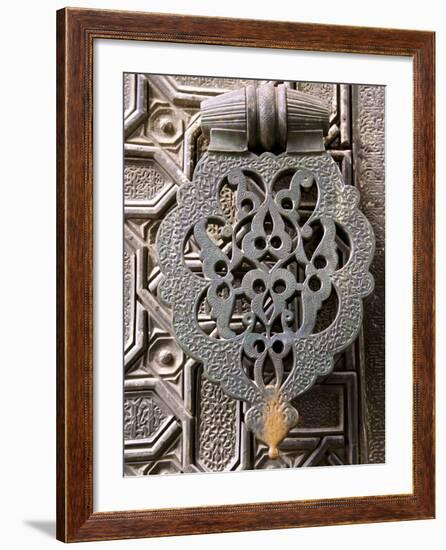 Bronze Knocker on Wooden Engraved Doors, Reales Alcazares, Seville, Andalucia, Spain, Europe-Guy Thouvenin-Framed Photographic Print