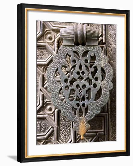 Bronze Knocker on Wooden Engraved Doors, Reales Alcazares, Seville, Andalucia, Spain, Europe-Guy Thouvenin-Framed Photographic Print