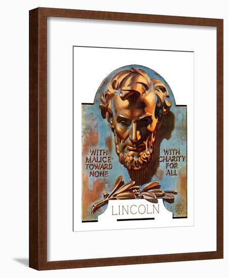 "Bronze Lincoln,"February 12, 1938-Joseph Christian Leyendecker-Framed Giclee Print