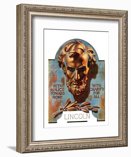 "Bronze Lincoln,"February 12, 1938-Joseph Christian Leyendecker-Framed Giclee Print