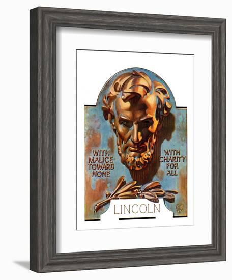 "Bronze Lincoln,"February 12, 1938-Joseph Christian Leyendecker-Framed Giclee Print