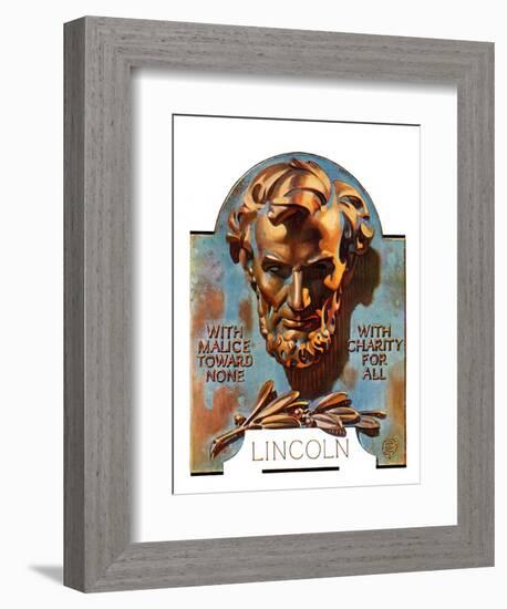 "Bronze Lincoln,"February 12, 1938-Joseph Christian Leyendecker-Framed Giclee Print