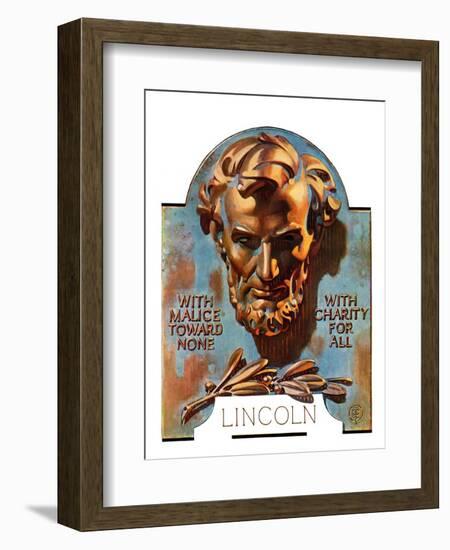 "Bronze Lincoln,"February 12, 1938-Joseph Christian Leyendecker-Framed Giclee Print