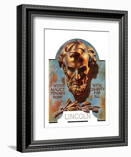 "Bronze Lincoln,"February 12, 1938-Joseph Christian Leyendecker-Framed Giclee Print