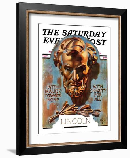 "Bronze Lincoln," Saturday Evening Post Cover, February 12, 1938-Joseph Christian Leyendecker-Framed Giclee Print