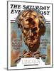 "Bronze Lincoln," Saturday Evening Post Cover, February 12, 1938-Joseph Christian Leyendecker-Mounted Giclee Print