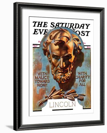 "Bronze Lincoln," Saturday Evening Post Cover, February 12, 1938-Joseph Christian Leyendecker-Framed Giclee Print