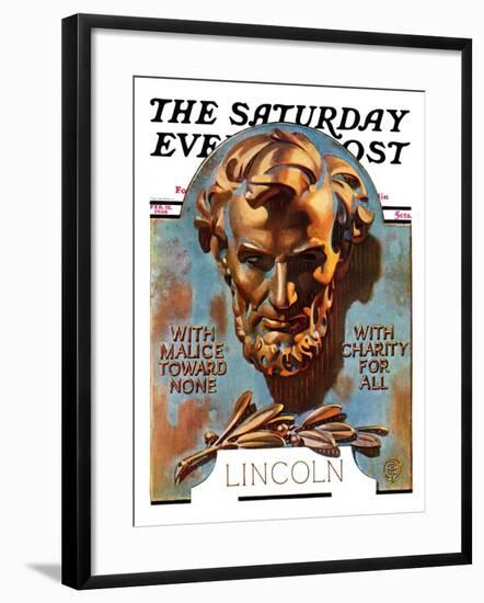 "Bronze Lincoln," Saturday Evening Post Cover, February 12, 1938-Joseph Christian Leyendecker-Framed Giclee Print