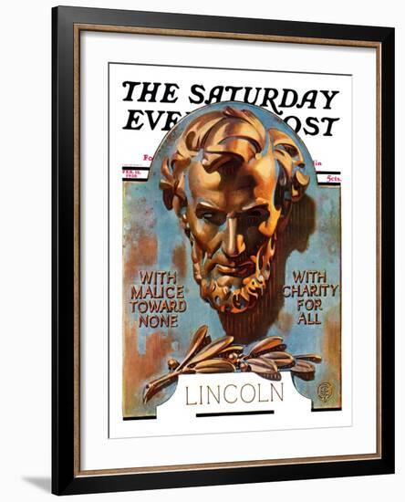 "Bronze Lincoln," Saturday Evening Post Cover, February 12, 1938-Joseph Christian Leyendecker-Framed Giclee Print