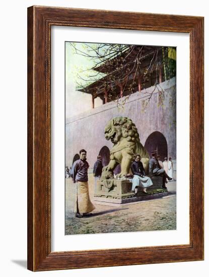 Bronze Lion, Entrance to the Imperial Palace, Peking, China, C1930S-Underwood-Framed Giclee Print