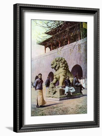 Bronze Lion, Entrance to the Imperial Palace, Peking, China, C1930S-Underwood-Framed Giclee Print