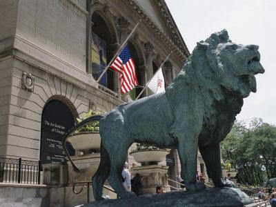 Bronze Lions Stand Guard Over The Art Institute Of Chicago Entrance Photographic Print By Paul Damien Art Com