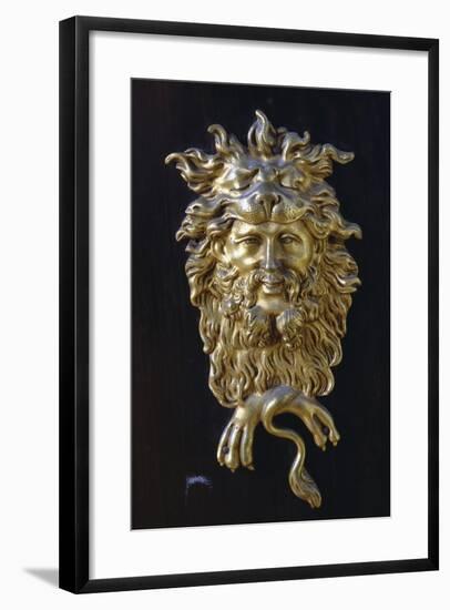 Bronze Mask, Detail from Napoleon III Style Piece of Furniture with Imitation Boulle Inlays, France-null-Framed Giclee Print