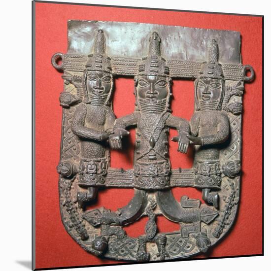 Bronze plaque of the Oba of Benin in his divine aspect. Artist: Unknown-Unknown-Mounted Giclee Print