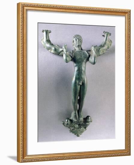 Bronze Pot Handle in the Shape of a Young Man-null-Framed Giclee Print