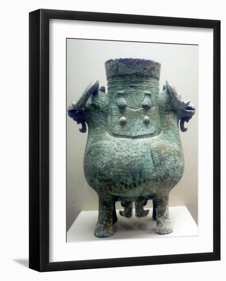 Bronze Ritual Vessel, Shang Dynasty, China, 12th Century BC-null-Framed Photographic Print