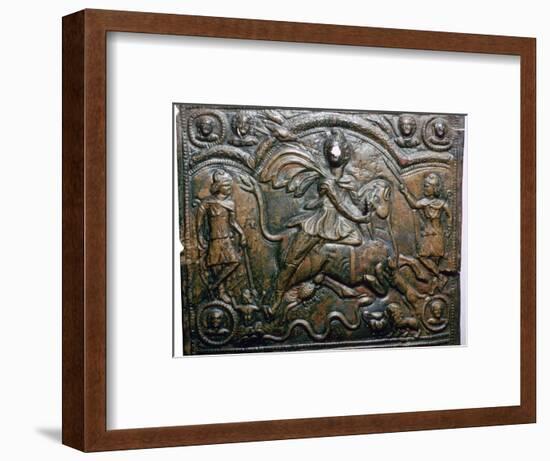 Bronze Roman relief of Mithras killing a bull. Artist: Unknown-Unknown-Framed Giclee Print