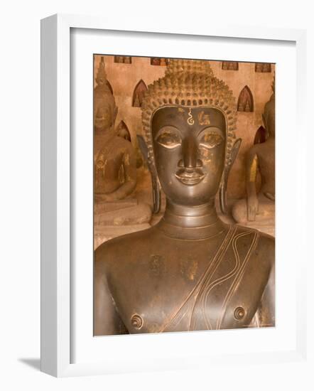 Bronze Sculpture at Wat Si Saket, Built in 1818 by Chao Anou, Vientiane, Laos-Gavriel Jecan-Framed Photographic Print