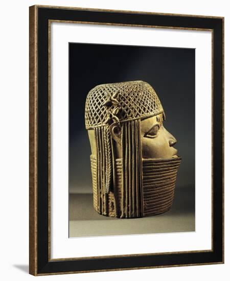 Bronze Sculpture of Female Head-null-Framed Giclee Print