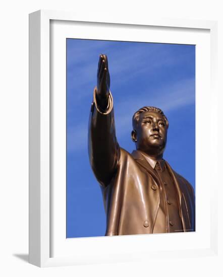 Bronze Statue, 30M High, of Great Leader, Mansudae Hill Grand Monument, Pyongyang, North Korea-Anthony Waltham-Framed Photographic Print