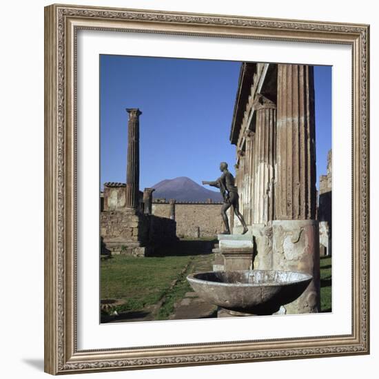 Bronze Statue at Temple of Apollo in Pompeii, 1st Century-CM Dixon-Framed Photographic Print