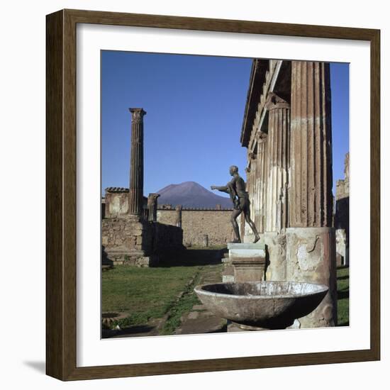 Bronze Statue at Temple of Apollo in Pompeii, 1st Century-CM Dixon-Framed Photographic Print