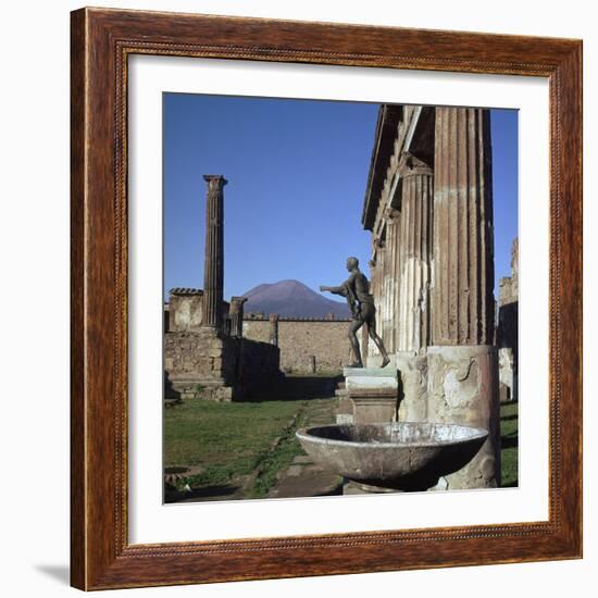 Bronze Statue at Temple of Apollo in Pompeii, 1st Century-CM Dixon-Framed Photographic Print