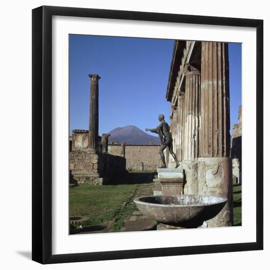 Bronze Statue at Temple of Apollo in Pompeii, 1st Century-CM Dixon-Framed Photographic Print