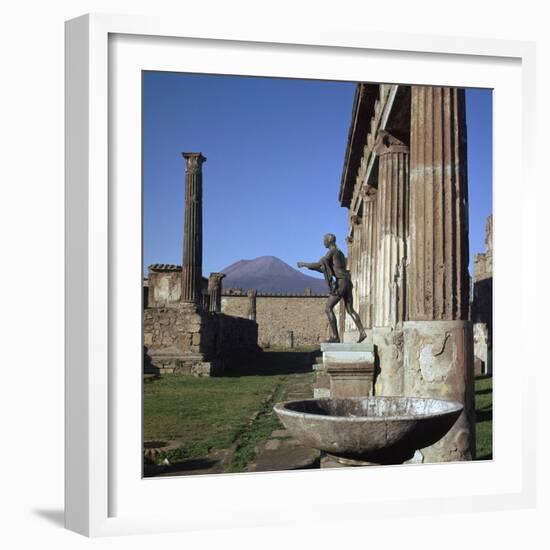Bronze Statue at Temple of Apollo in Pompeii, 1st Century-CM Dixon-Framed Photographic Print