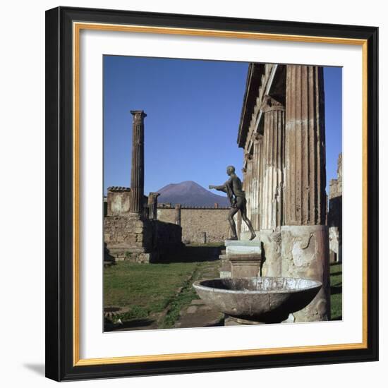 Bronze Statue at Temple of Apollo in Pompeii, 1st Century-CM Dixon-Framed Photographic Print