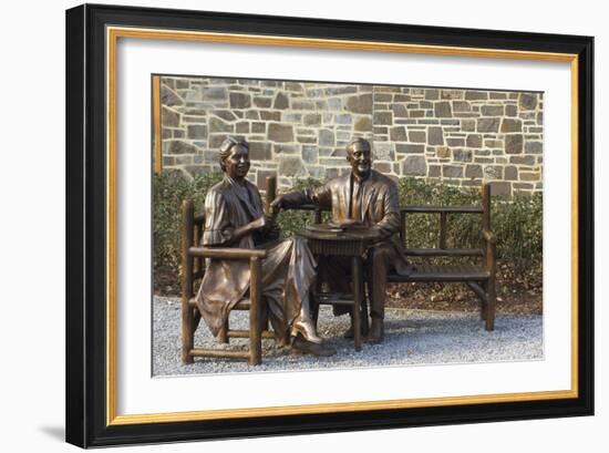 Bronze Statue of Franklin and Eleanor Roosevelt at Their Family Home in Hyde Park, NY-null-Framed Photographic Print