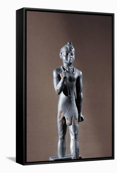 Bronze statue of King Taharqa, Ancient Egyptian, 25th dynasty, 690-664 BC-Werner Forman-Framed Stretched Canvas