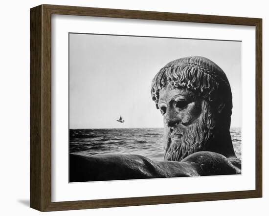 Bronze Statue of Poseidon, Greek God of the Sea-Gjon Mili-Framed Photographic Print