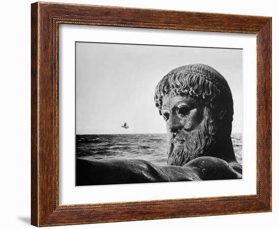 Bronze Statue of Poseidon, Greek God of the Sea-Gjon Mili-Framed Photographic Print