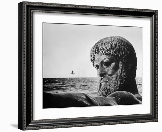 Bronze Statue of Poseidon, Greek God of the Sea-Gjon Mili-Framed Photographic Print