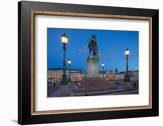 Bronze Statue of the Town Founder Gustav Adolf at Dusk-Frank Fell-Framed Photographic Print