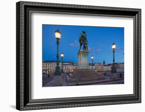 Bronze Statue of the Town Founder Gustav Adolf at Dusk-Frank Fell-Framed Photographic Print