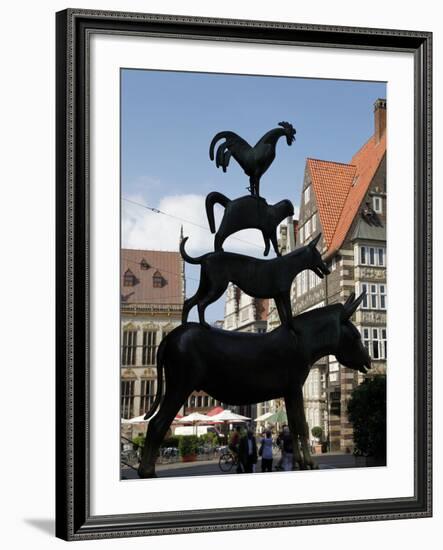 Bronze Statue of Town Musicians of Bremen, Bremen, Germany, Europe-Hans Peter Merten-Framed Photographic Print