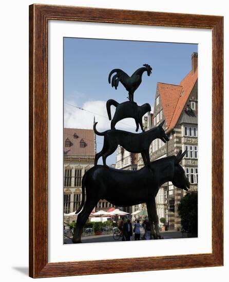 Bronze Statue of Town Musicians of Bremen, Bremen, Germany, Europe-Hans Peter Merten-Framed Photographic Print