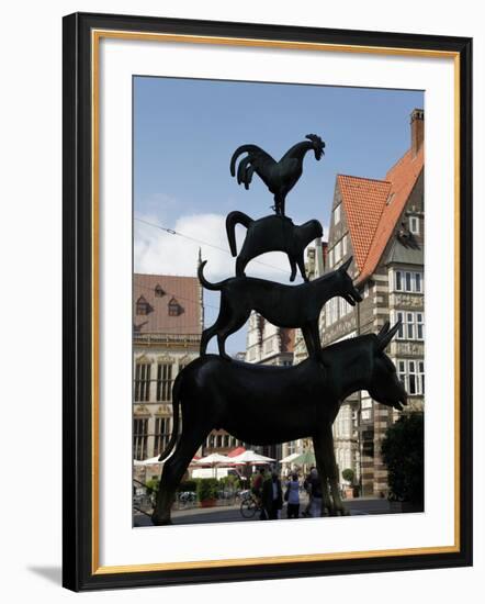 Bronze Statue of Town Musicians of Bremen, Bremen, Germany, Europe-Hans Peter Merten-Framed Photographic Print