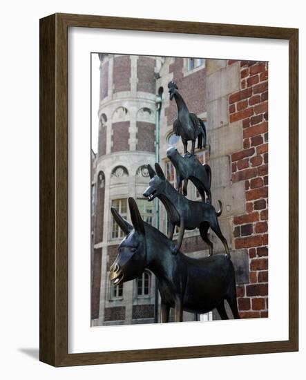 Bronze Statue of Town Musicians of Bremen, Bremen, Germany, Europe-Hans Peter Merten-Framed Photographic Print