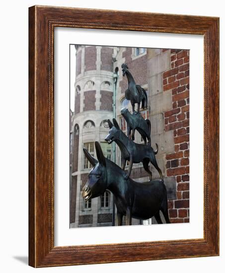 Bronze Statue of Town Musicians of Bremen, Bremen, Germany, Europe-Hans Peter Merten-Framed Photographic Print