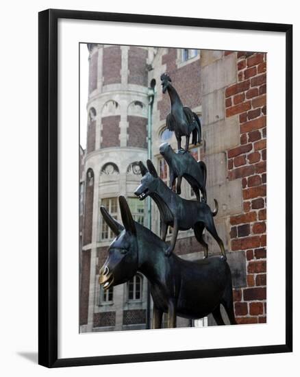 Bronze Statue of Town Musicians of Bremen, Bremen, Germany, Europe-Hans Peter Merten-Framed Photographic Print