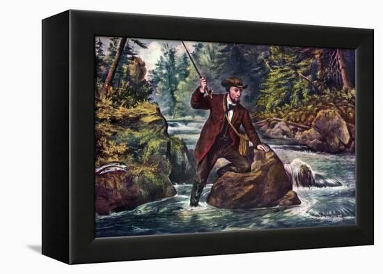 Brook Trout Fishing, 1862-Currier & Ives-Framed Premier Image Canvas