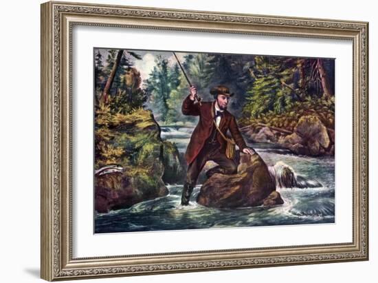 Brook Trout Fishing, 1862-Currier & Ives-Framed Giclee Print