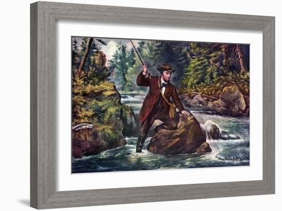 Brook Trout Fishing, 1862-Currier & Ives-Framed Giclee Print