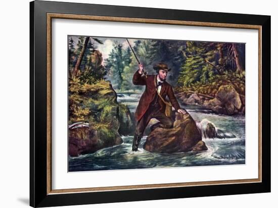 Brook Trout Fishing, 1862-Currier & Ives-Framed Giclee Print